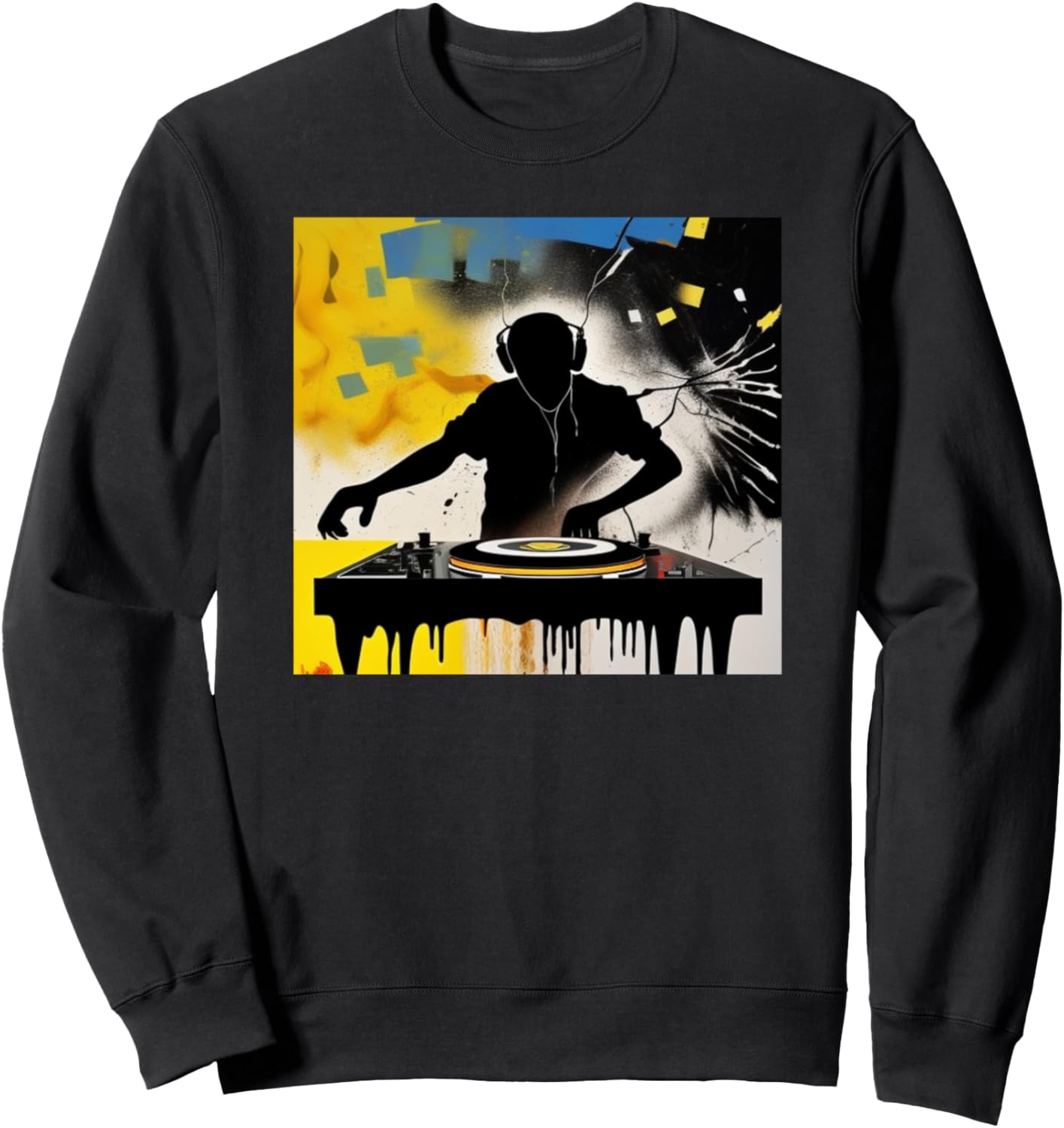 

Яркая толстовка с силуэтом диджея Ди Джоки и проигрывателем виниловых пластинок Dj Turntable Discjockey + Men Women Kids Boys Gift, черный