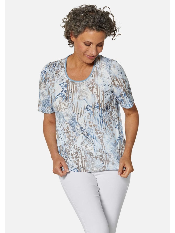 

Футболка с принтом: Удобная футболка с принтом в сочетании светло-голубого и натурального цветов. GOLDNER, Синий, Футболка с принтом: Удобная футболка с принтом в сочетании светло-голубого и натурального цветов. GOLDNER