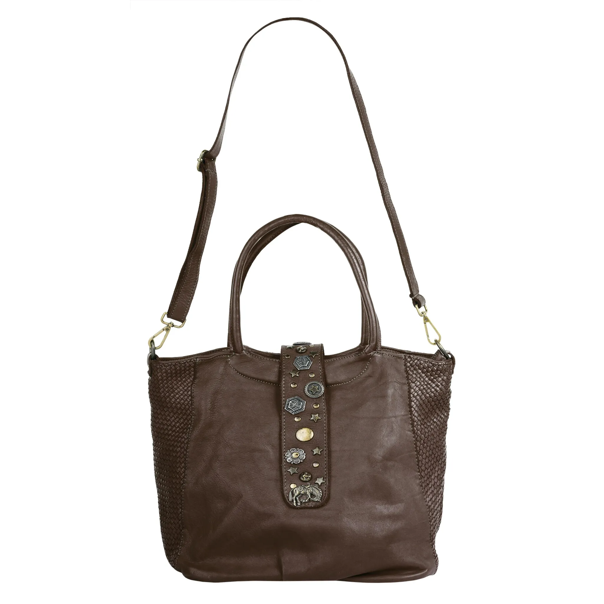 

Сумка с ручкой сорок°, натуральная кожа, производство Италия Forty°, коричневый