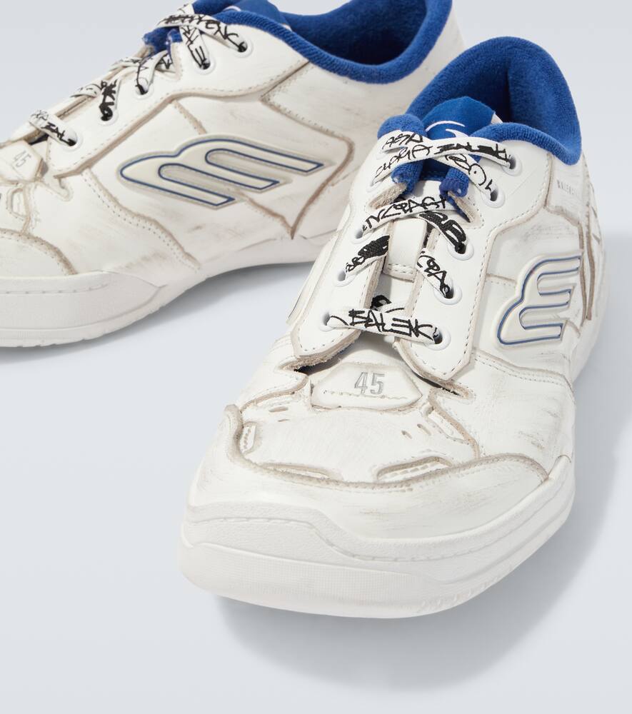 Хэмптонс кеды из состаренной кожи Balenciaga, White/Blu — фото 3
