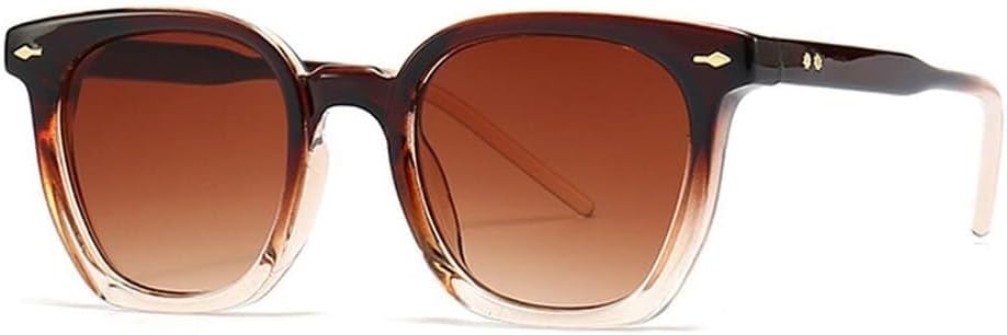 

Винтажные квадратные женские солнцезащитные очки в стиле панк с заклепками, защита от УФ-излучения UV400, модные градиентные очки, мужские темно-зеленые солнцезащитные очки LXLHWN, Brown Tea Gradient