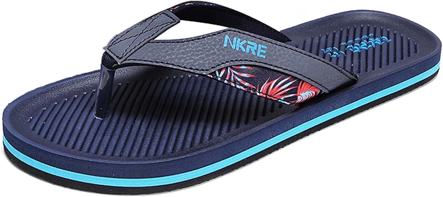 

Летние мужские пляжные сандалии-шлепанцы универсальные, мягкие, дышащие, легкие, противоскользящие, модные с плоской подошвой Generic, синий