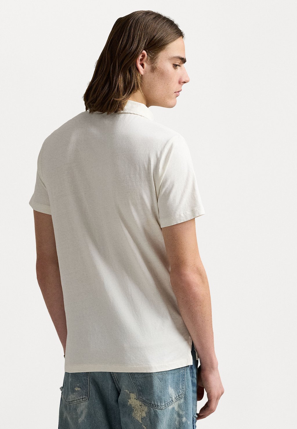 Футболка с принтом STANDARD FIT COTTON LINEN POLO SHIRT Polo Ralph Lauren, кремовый — фото 3