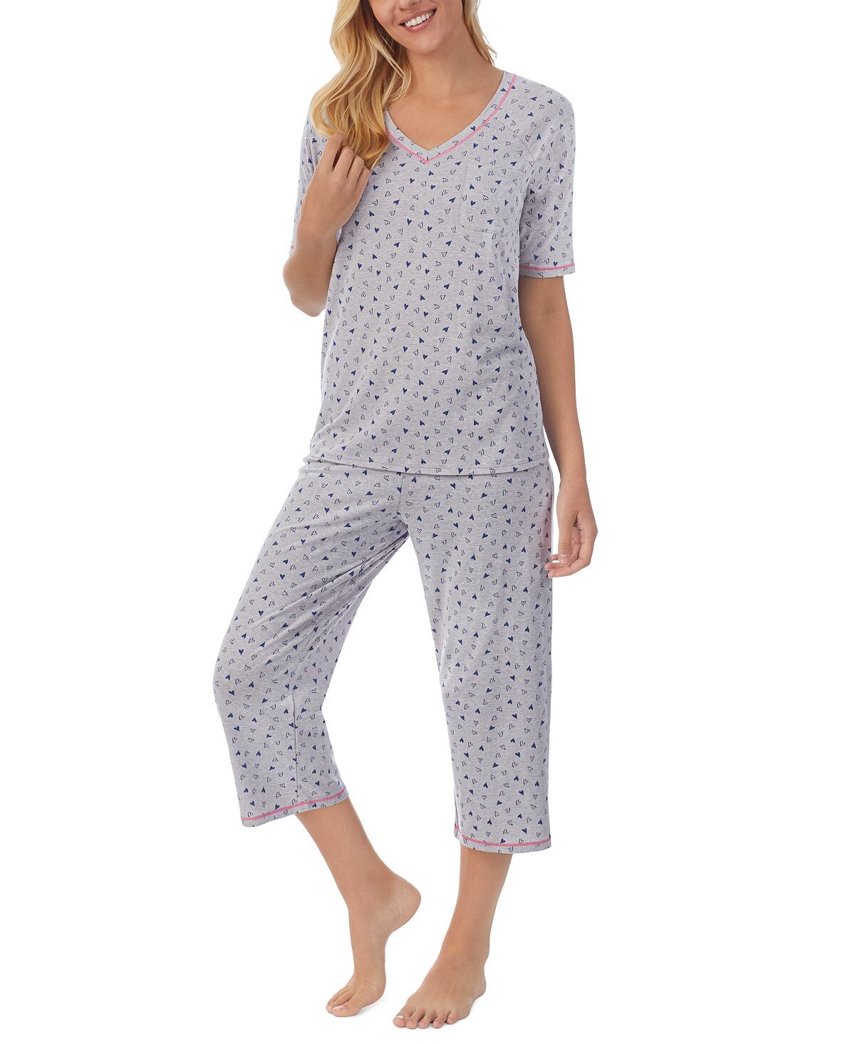 

Пижамный комплект из топа с рукавами до локтя и капри с принтом Cuddl Duds