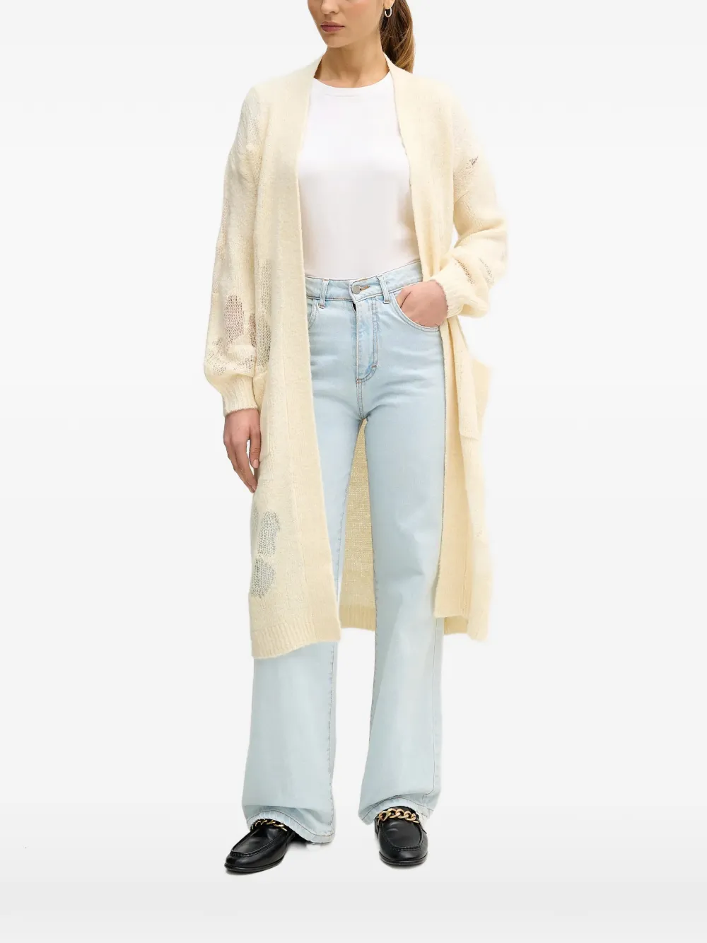 

Кардиган с узором и карманом Benetton, нейтральный