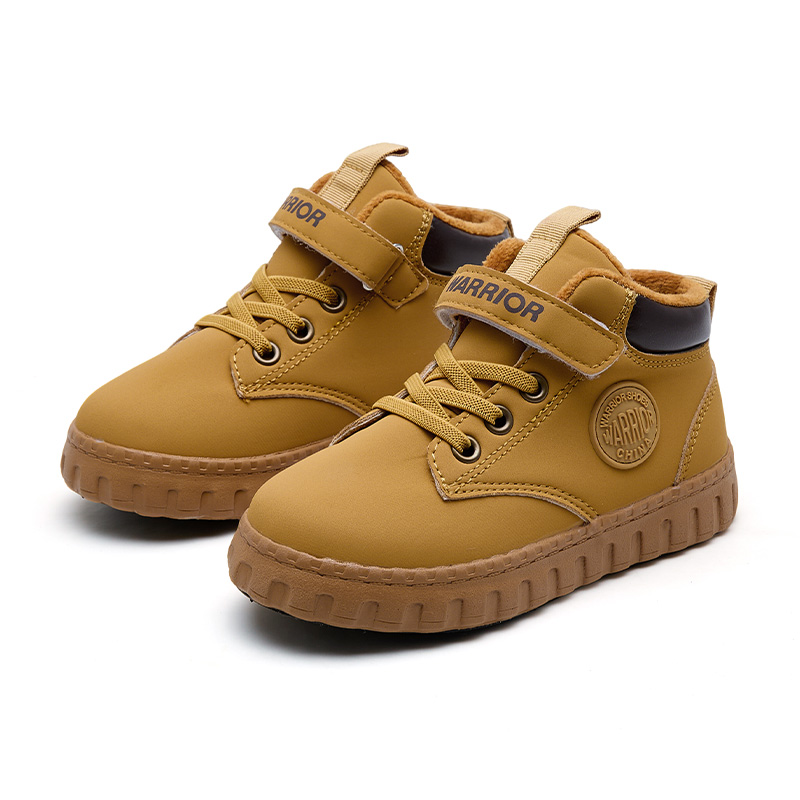 Кроссовки Casual Kids' Low top из искусственной кожи с противоскользящей подошвой, устойчивые к истиранию, с термобалансом и поддержкой WARRIOR, коричневый-fleece-lined — фото 4