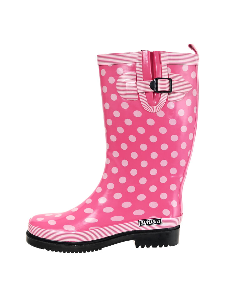 Резиновые сапоги MADSea Gummistiefel Ocean High Langschaft, цвет Pink mit weißen Punkten — фото 2