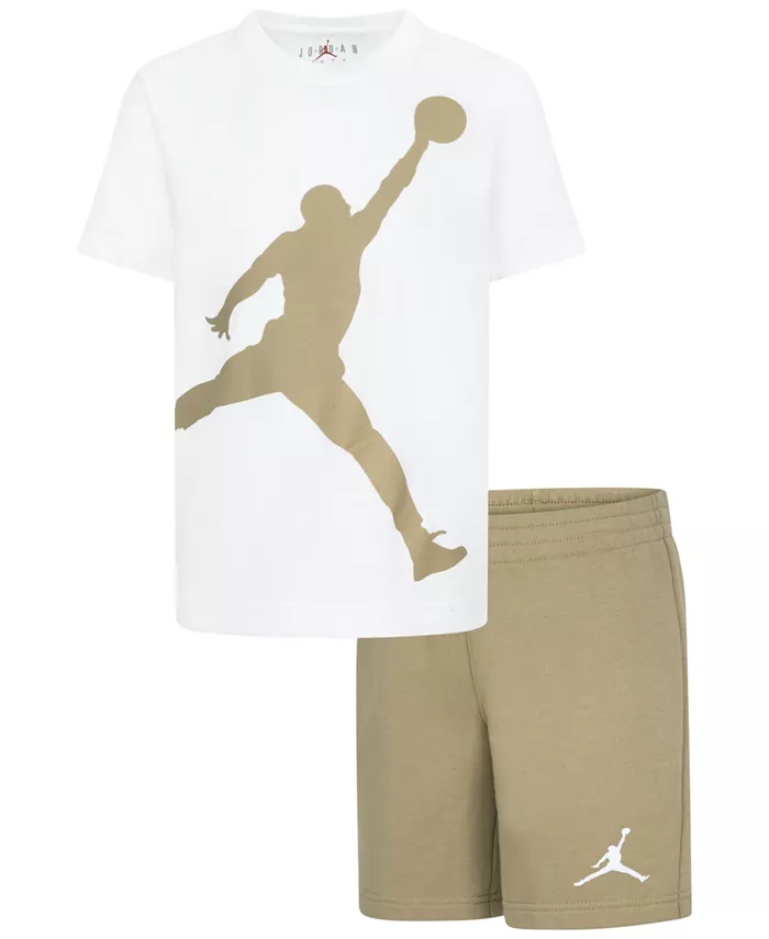 

Детский комплект из футболки и шорт Little Boys 2-Piece Jumbo Jumpman Jordan, коричневый/бежевый