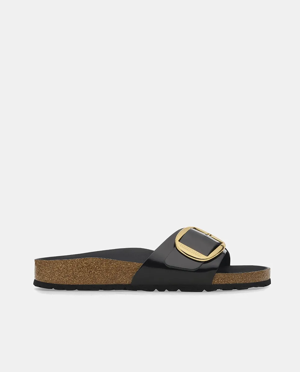 Женские сандалии Madrid Big Buckle на плоской подошве из кожи Birkenstock, черный