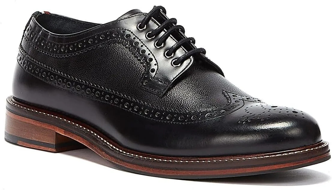 Мужские кожаные туфли на шнуровке Ben Sherman Archie Brogue черного цвета — фото 2