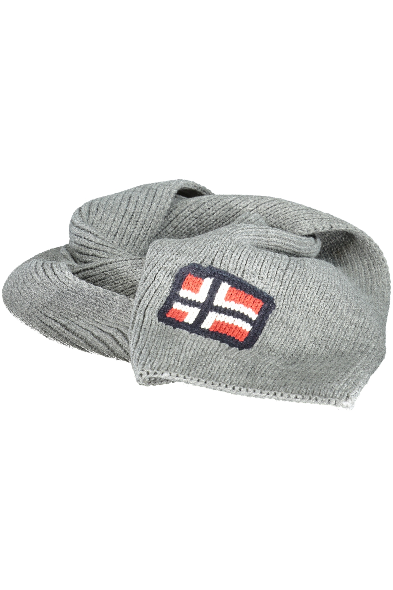 

Мужской шарф Norway 1963 вязаный с логотипом, серый