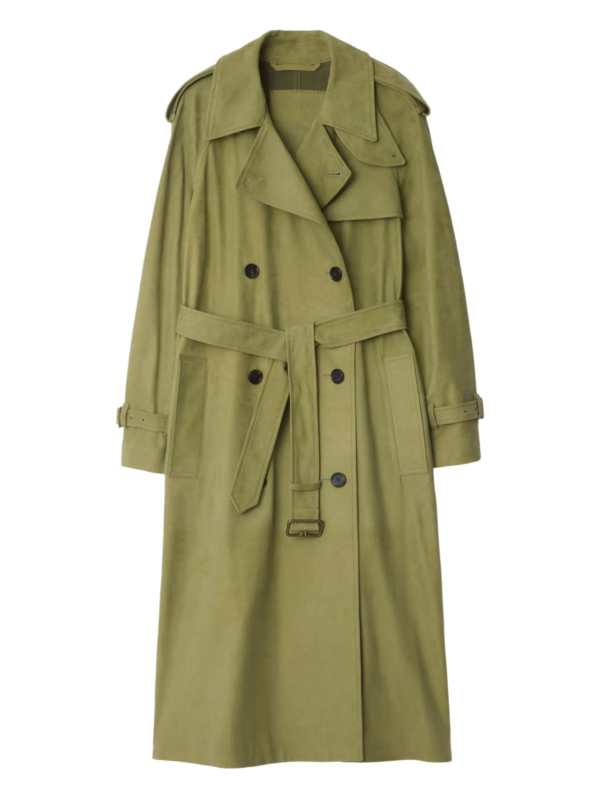 

Двубортный тренч с поясом Burberry, зеленый