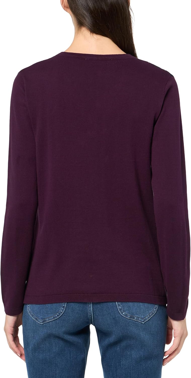 Женский хлопковый свитер Tommy Hilfiger Ivy Argyle с V-образным вырезом, Aubergine/Sky Captain — фото 2