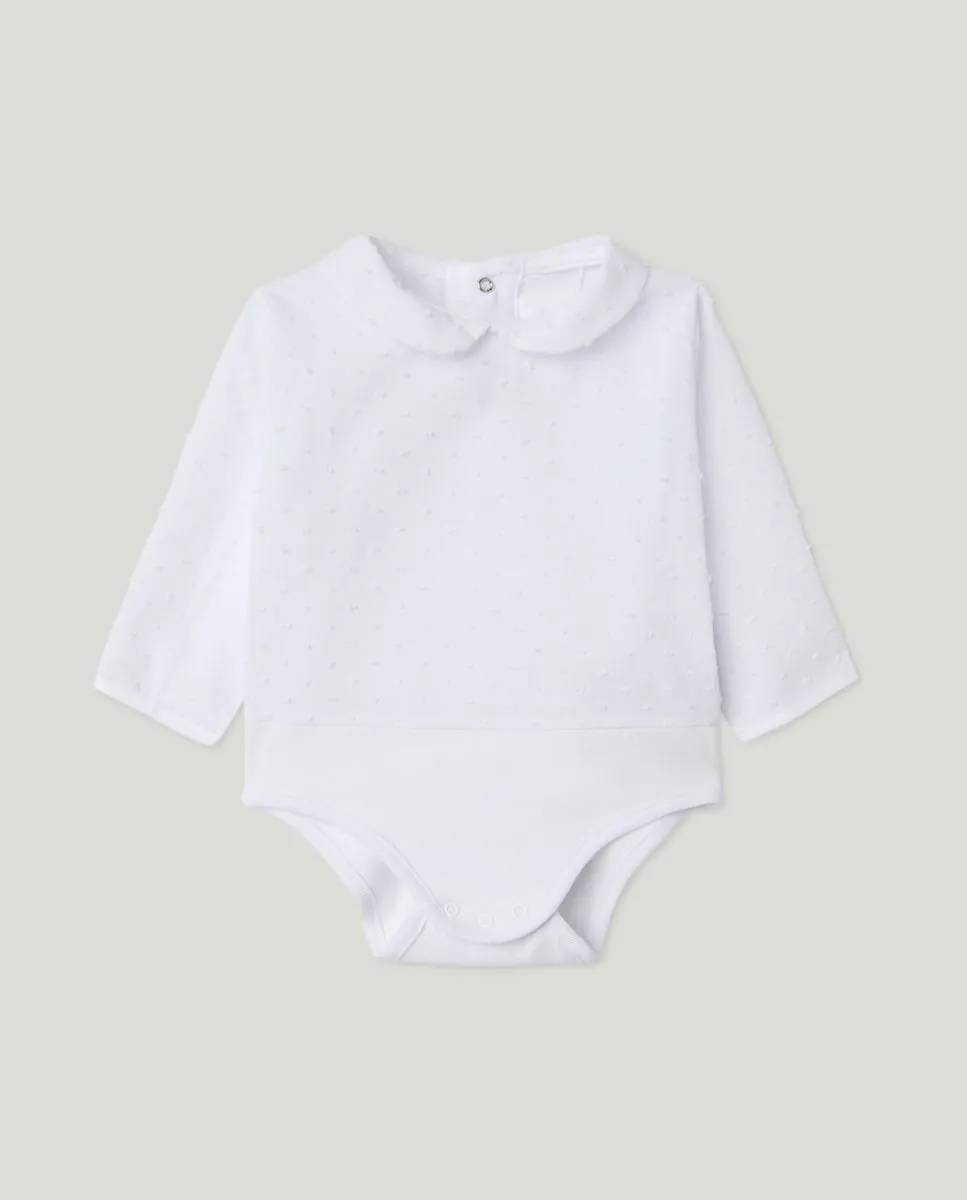 

Боди с длинным рукавом, с воротником-стойкой, из трикотажа и ткани пике для малыша Coconut El Corte Inglés, белый