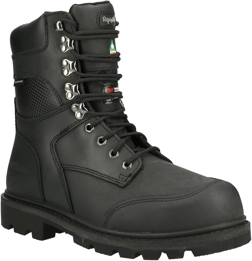 

Мужские ботинки RefrigiWear Platinum из кожи с утеплителем, водонепроницаемые, с полной зернистой буйволиной кожей, защитным носком, противоскользящей подошвой Vibram IceTrek, черный