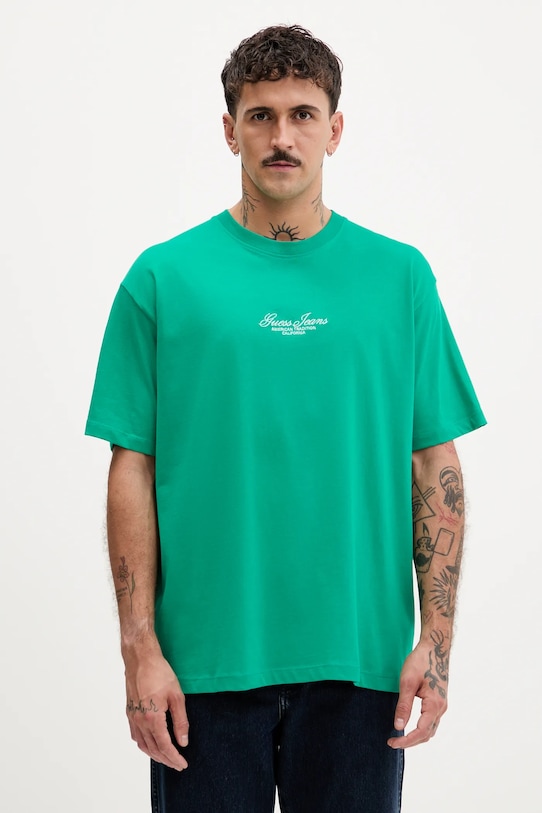 

Хлопковая футболка Guess Jeans, зеленый