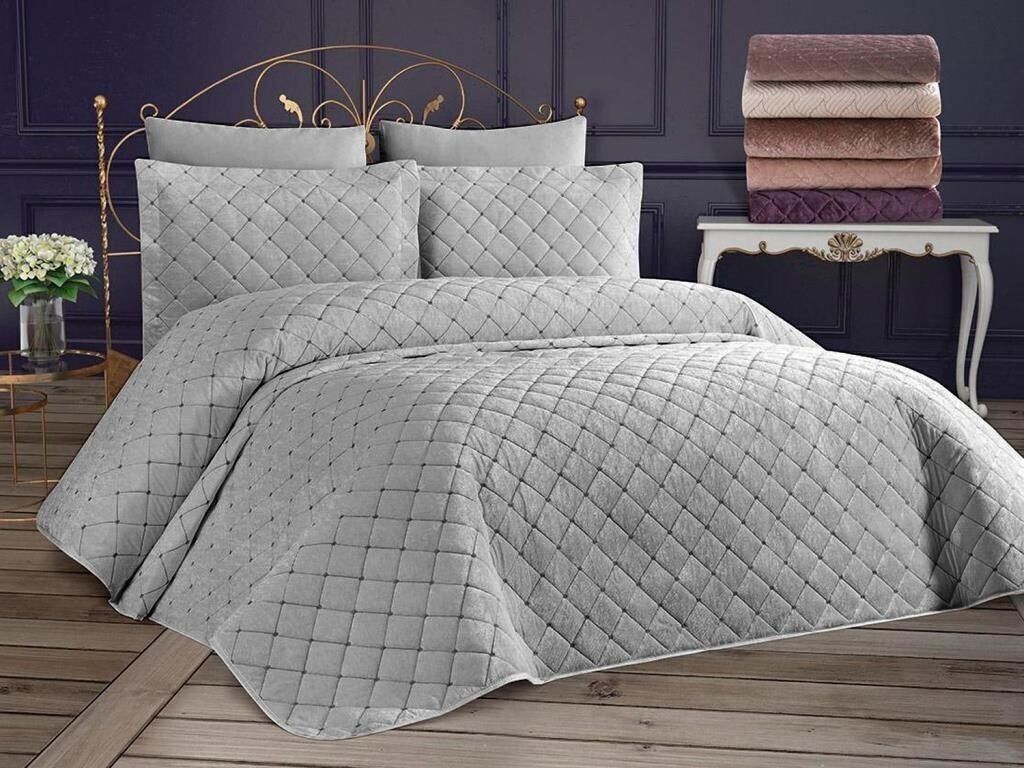

L'Essentiel Linge de Maison, Dessert - Grey, Комплект двуспального покрывала, серый, 100% БАРХАТ, 250 x 260 см