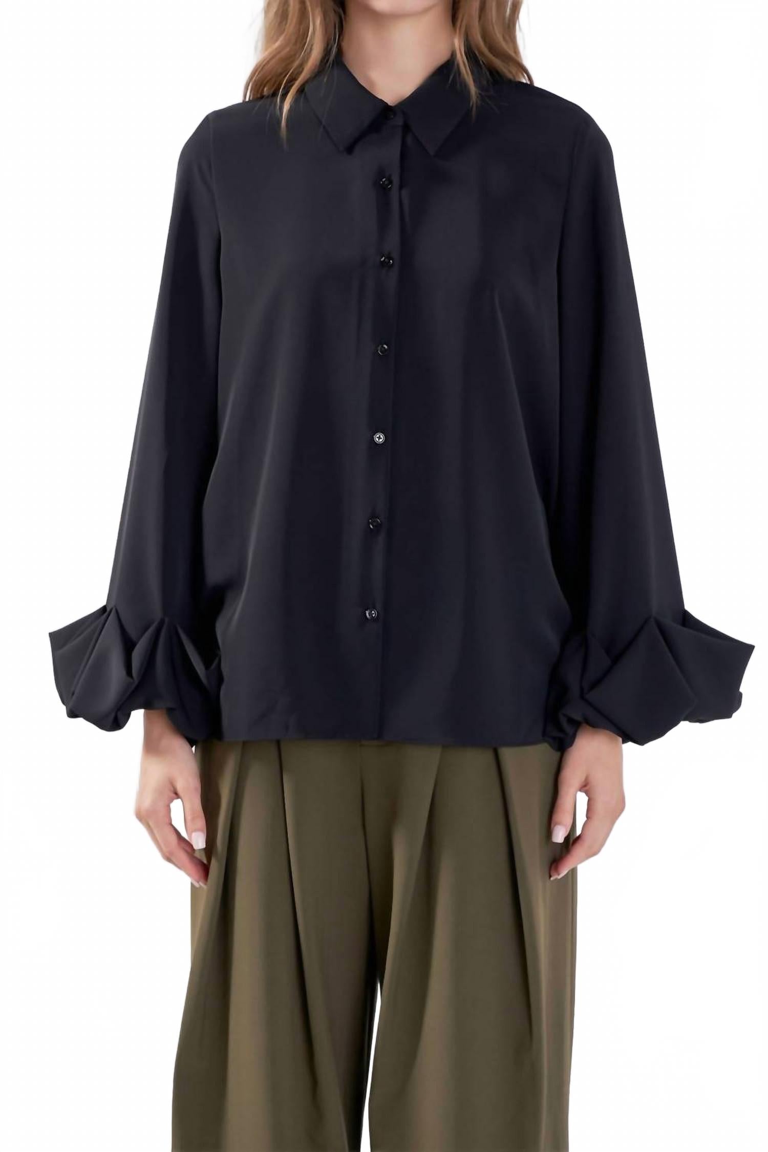 

Черная блузка с пузырчатым декором Endless rose