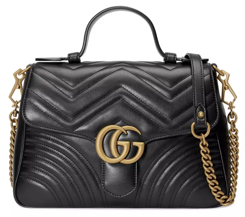 

Элегантная кожаная сумка через плечо с шевронным узором Gucci, черный