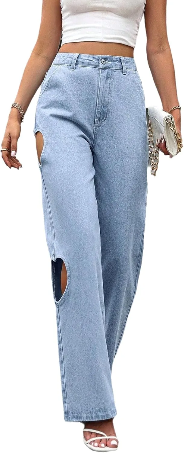 

Женские джинсы Heart Cut прямого кроя Mid Rise YADMISU