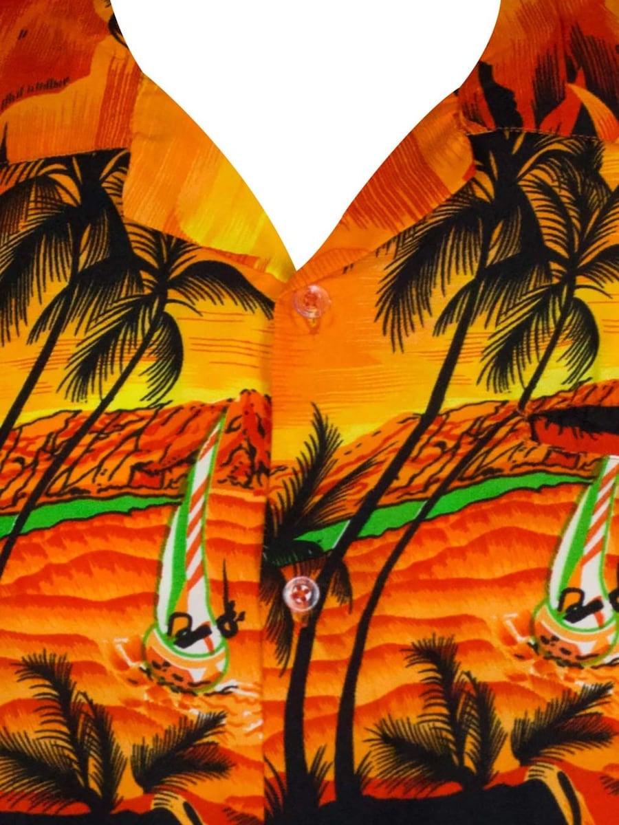 Рубашка на пуговицах классического кроя King Kameha Surf, оранжевый — фото 3