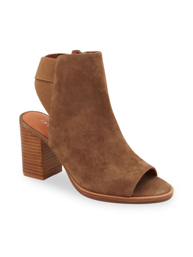 Кожаные ботильоны Zazie с открытым носком Andre Assous, цвет Cognac Suede — фото 2