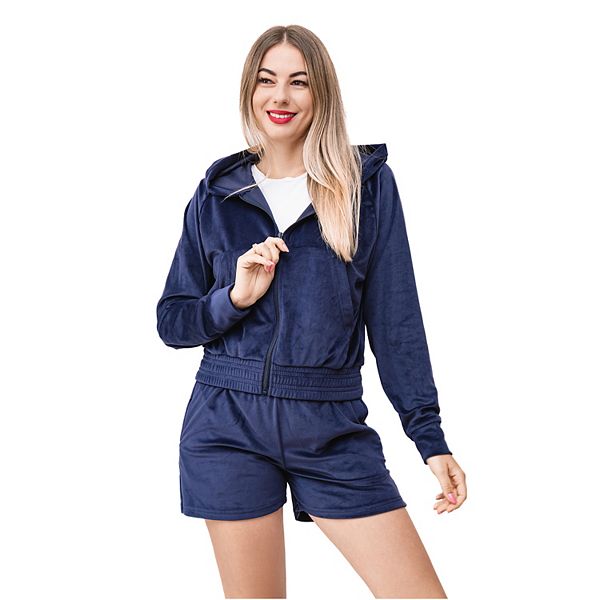 

Женский комплект: худи и шорты из вельвета Royal Threads Canada, Navy Blue