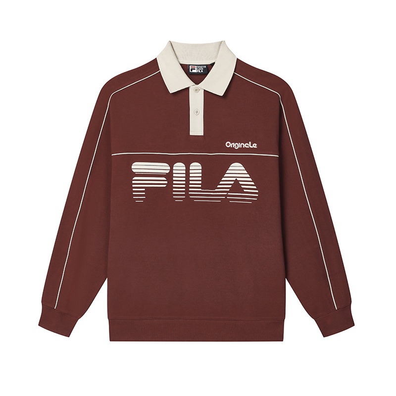 

Футболка поло мужская терракотово-красная коричневая FILA