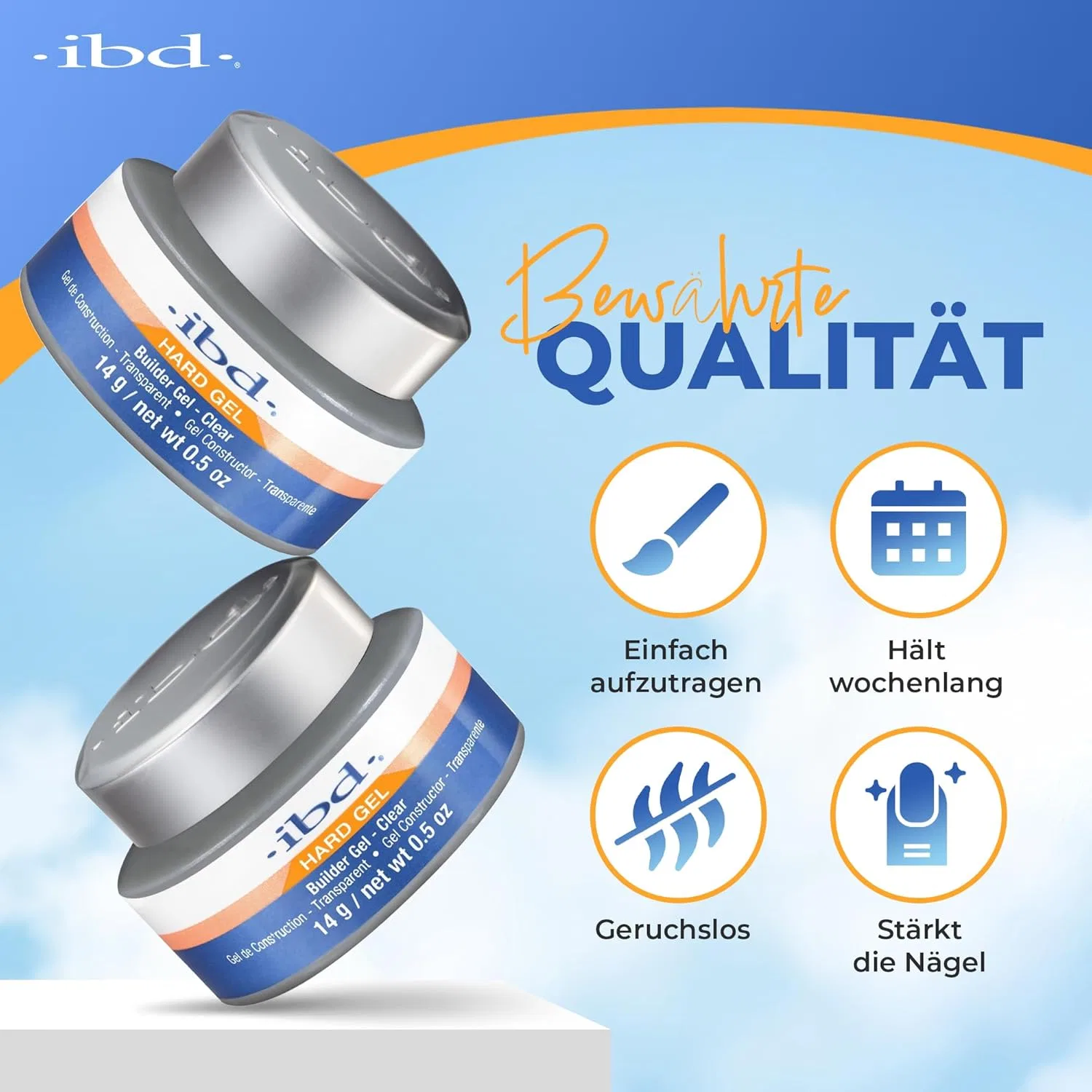 Гель для наращивания ногтей IBD Builder Nail Gel, 14 г, прозрачный Ibd, Klar — фото 2