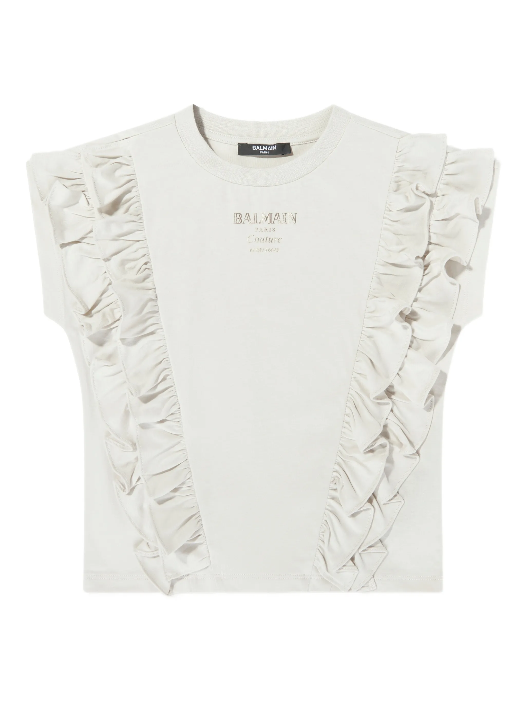 

Топ с оборками и логотипом Balmain Kids, белый