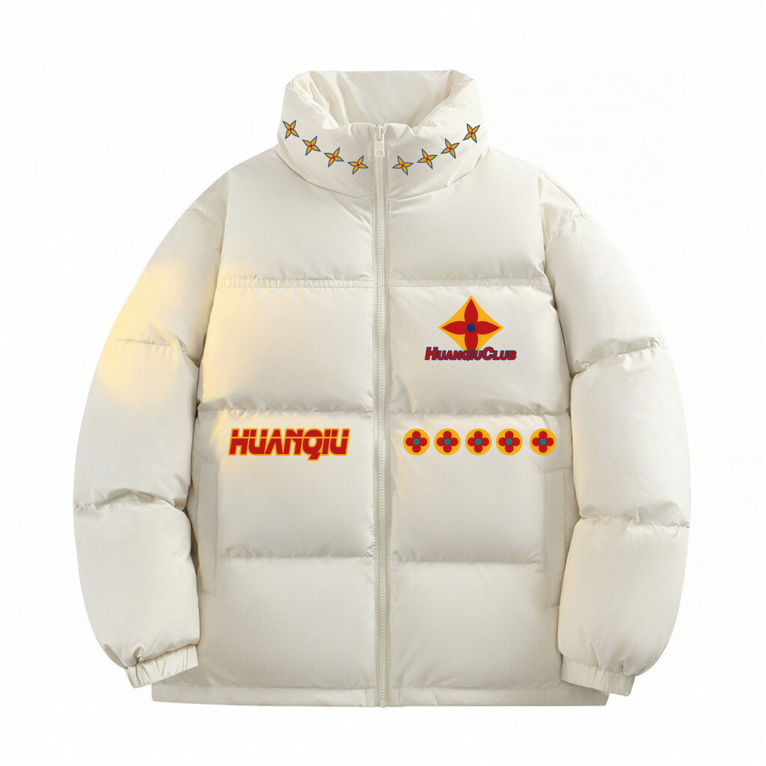 

Пуховик Unisex с воротником стойкой утепленный HUANQIU, бежевый оранжевый