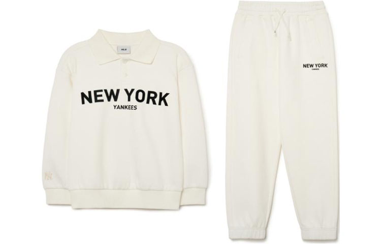 

Детская повседневная спортивная футболка с воротником-поло MLB, кремовый