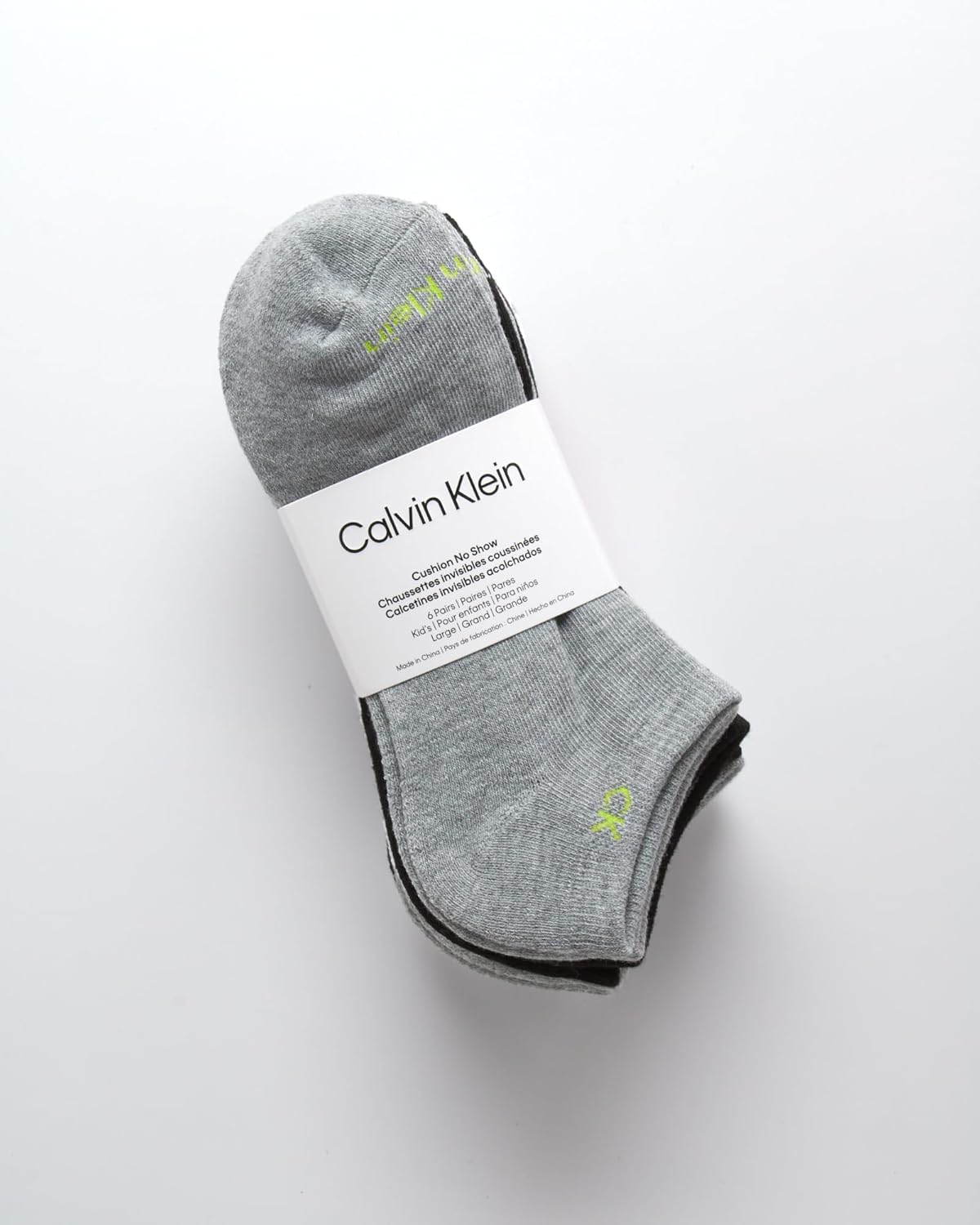 Носки Calvin Klein Boys No Show Socks - 6 упаковок комфортных эластичных носков с мягкой подошвой для мальчиков (размеры: ML), Grey/White/Black — фото 2