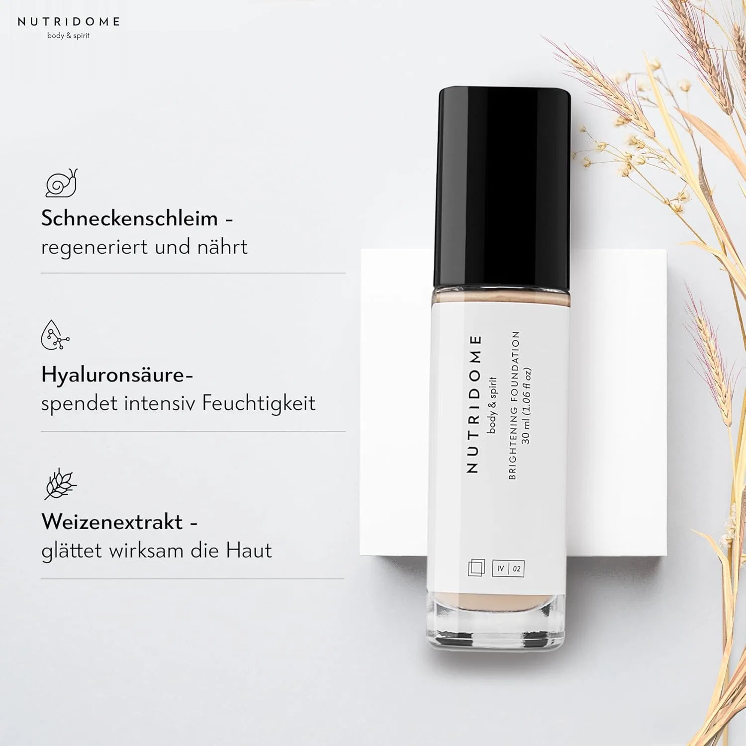 Сияющая жидкая тональная основа «Body & Spirit Face Primer Foundation» от Nutridome Nutridome, Vanilla — фото 4