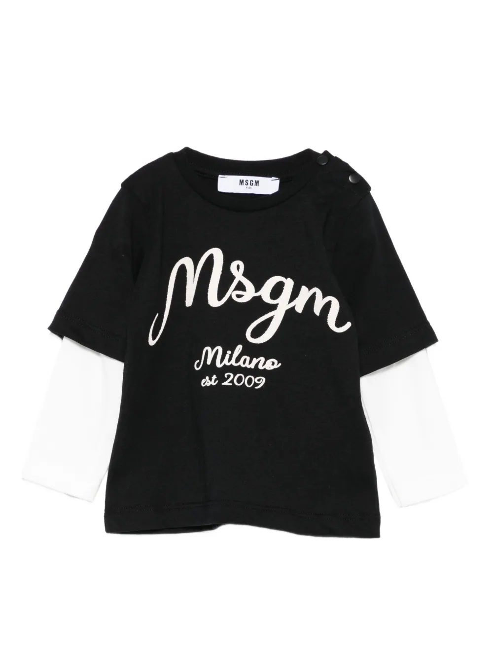 

Футболка с многослойным принтом логотипа MSGM Kids, черный