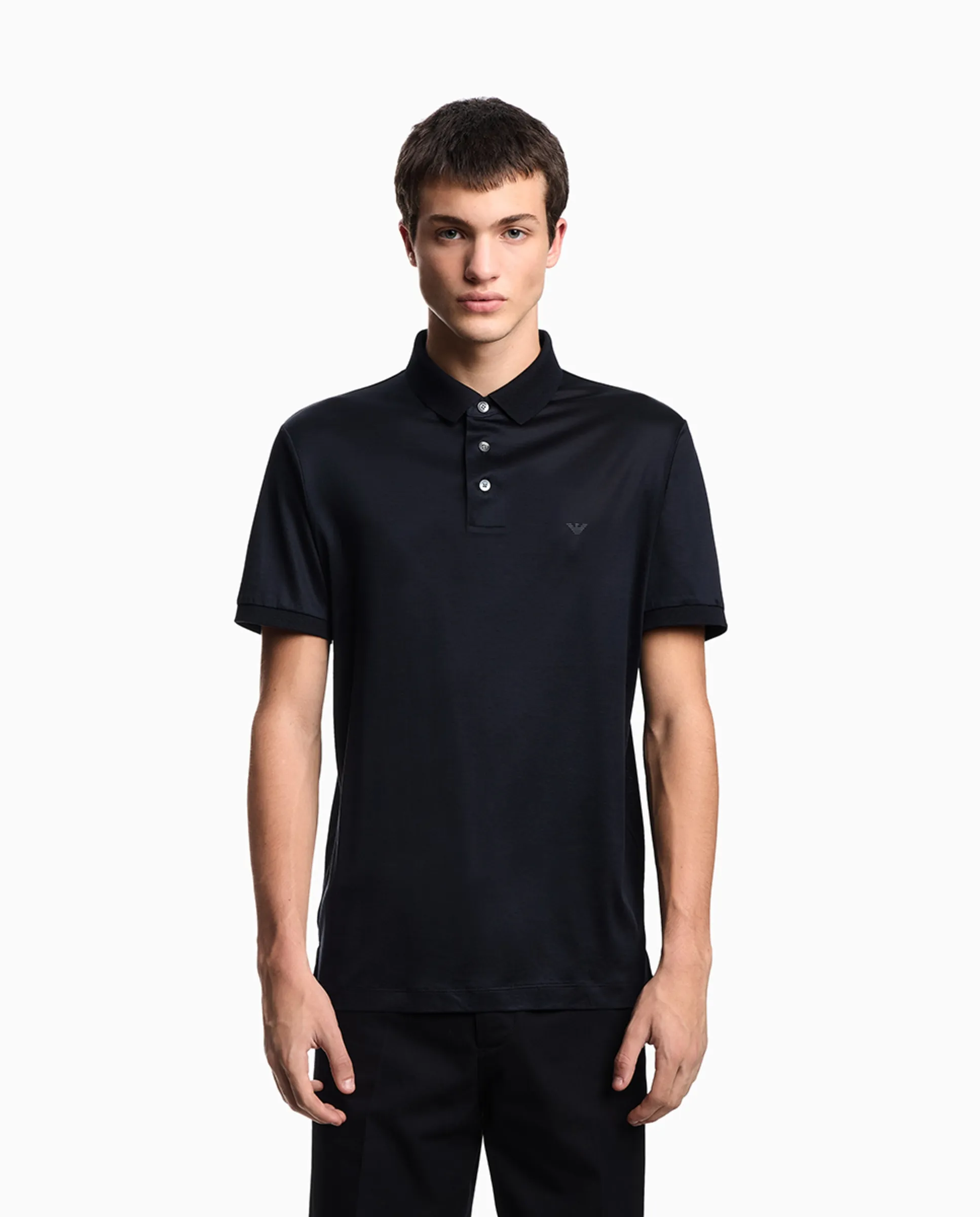 

Мужская поло с коротким рукавом классического кроя Emporio Armani, темно-синий