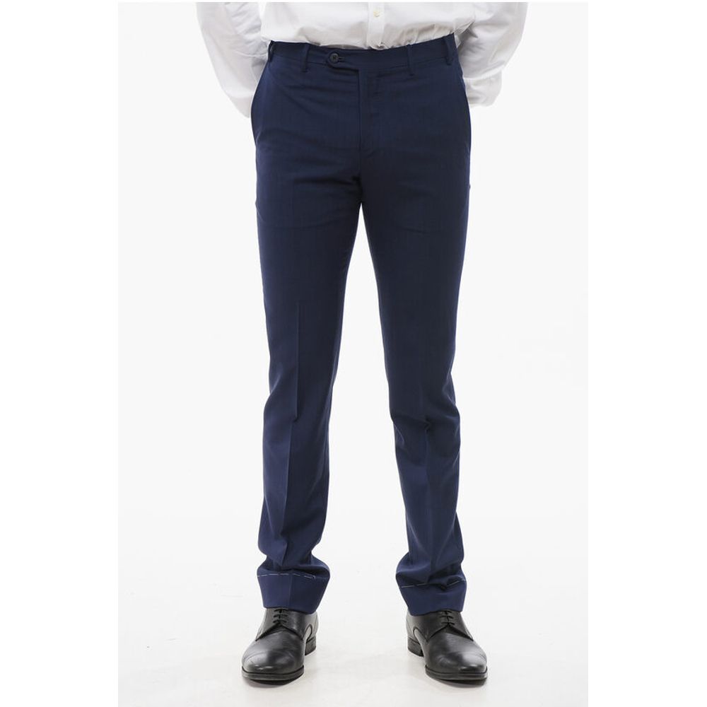 

Брюки из жаккардовой шерсти с петлями для ремня Corneliani, Blue