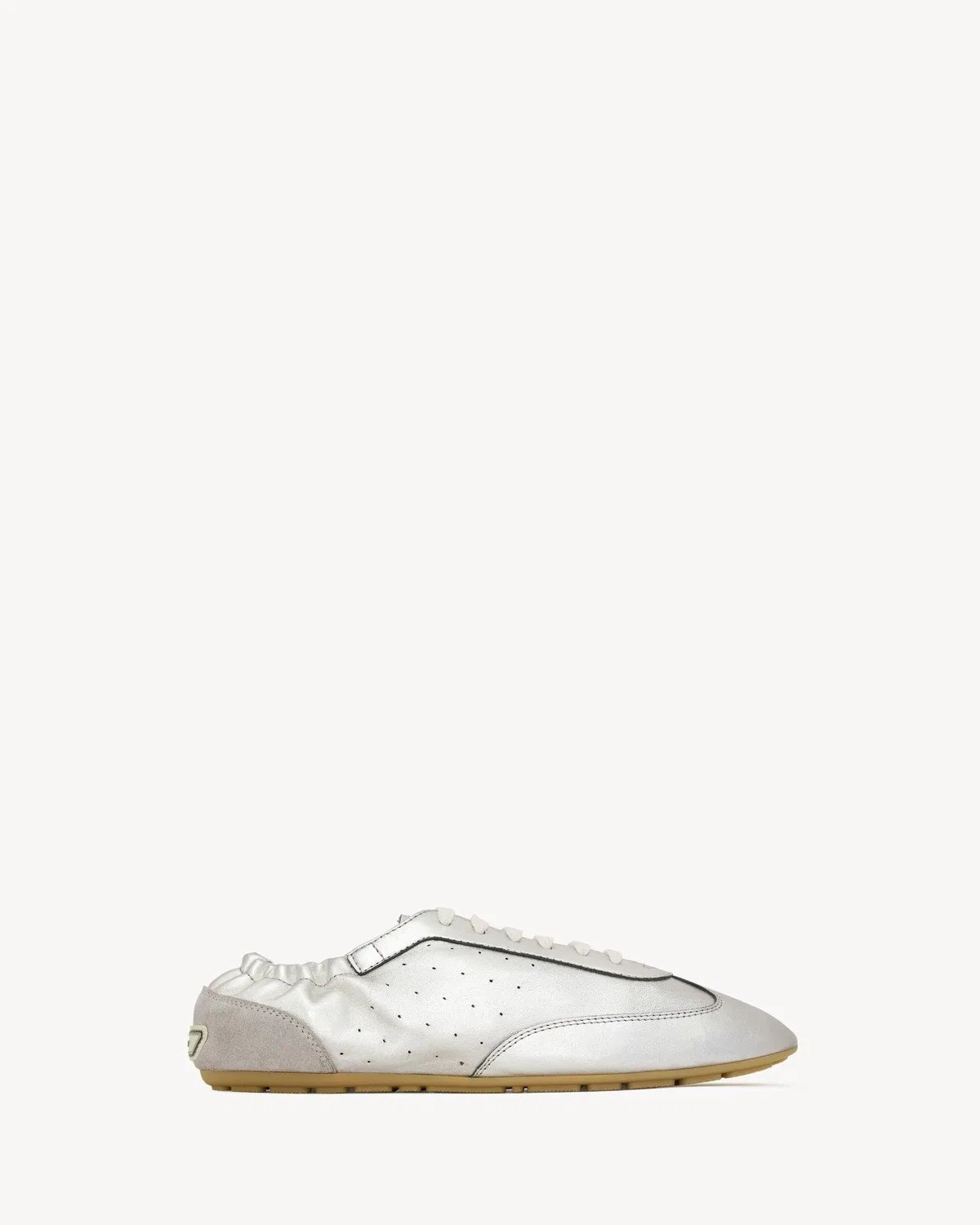 Кроссовки LEWIS из металлизированной кожи и замши SAINT LAURENT, серебряный