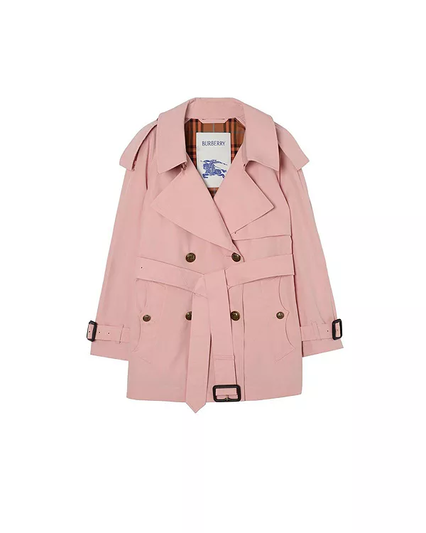 

Короткое легкое хлопковое пальто-тренч Fitzrovia Burberry, розовый