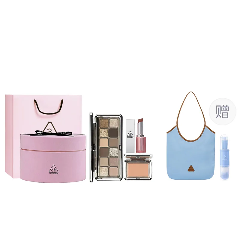 3CE Набор теней для век Full Of Love Box 12 цветов, румяна, матовая помада в тюбике, [Gift Box Set]Cement Plate+Cream Apricot+Maris Sal Cinnamon