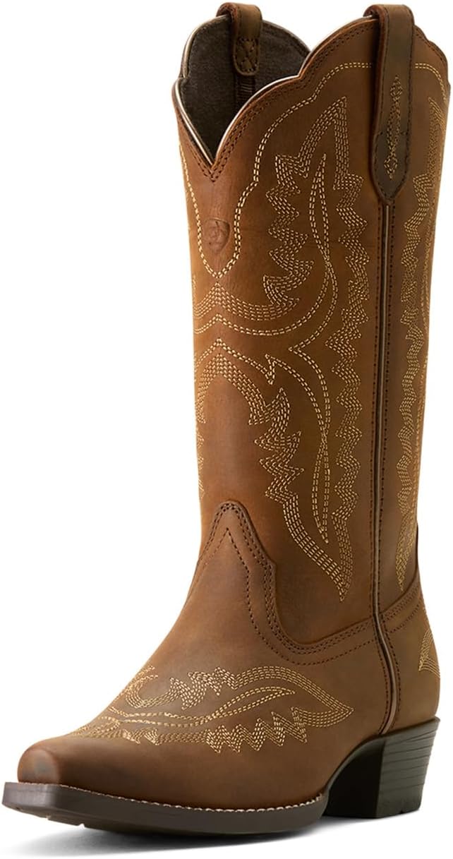 

Потертые коричневые детские ковбойские сапоги Ariat высотой 28 см с заостренным носком