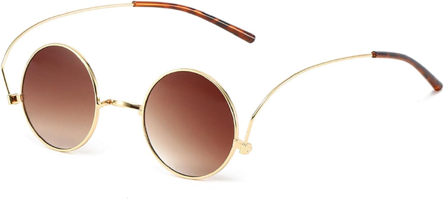 

Ретро металлические круглые солнцезащитные очки для женщин, модные панк-очки в маленькой оправе, стильные очки для женщин и мужчин с защитой от УФ-излучения UV400 mincl, Brown