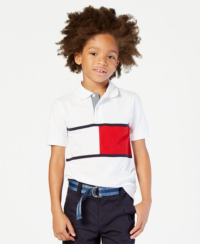 

Поло с цветными блоками Big Boys Tommy Flag Tommy Hilfiger, белый