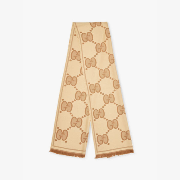 

Шарф из шерсти с жаккардовым узором Lady Nest Gucci, бежевый