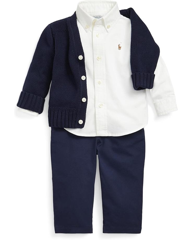 Рубашка Polo Ralph Lauren Kids Cotton Oxford Sport Shirt, белый — фото 3