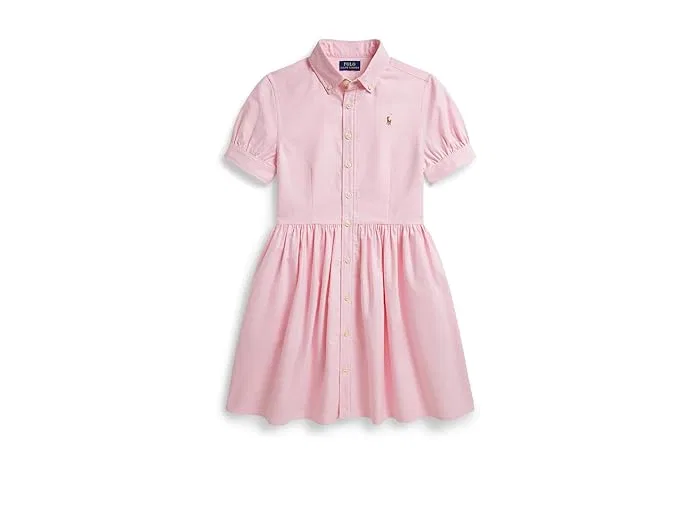 Платье-рубашка хлопковое Оксфорд Cotton Oxford Shirtdress Polo Ralph Lauren Kids, Bath Pink