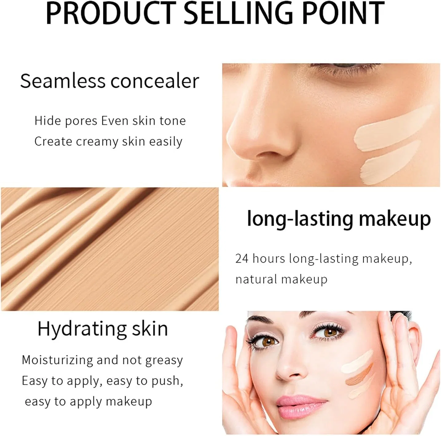 Пудра Foundation Multi-Color Concealer Natural Makeup, Comfortable Long Lasting, Lightweight, Full Coverage, Гипоаллергенная, Водостойкая, Корейский стиль — фото 4