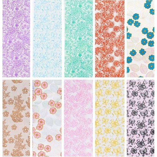 Трансферная фольга 10 штук по 100 см Xkz 33-13 Flowers Lace, AllePaznokcie — фото 2