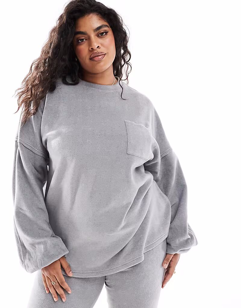 

Флисовый свитшот Curve для гостиной ASOS DESIGN Mix & Match светло-серого цвета