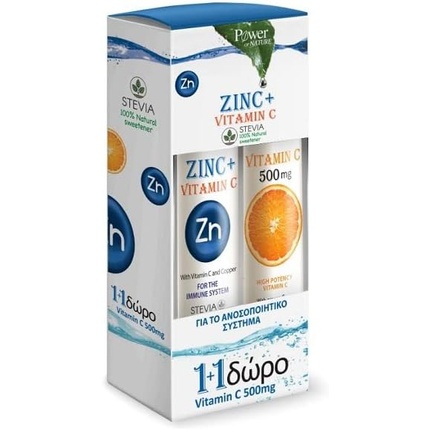 

Power Health Power of Nature Zinc Plus Vitamin C 20 шипучих таблеток и витамин C 500 мг 20 шипучих таблеток - упаковка из 2 шт. Fotopharmacy